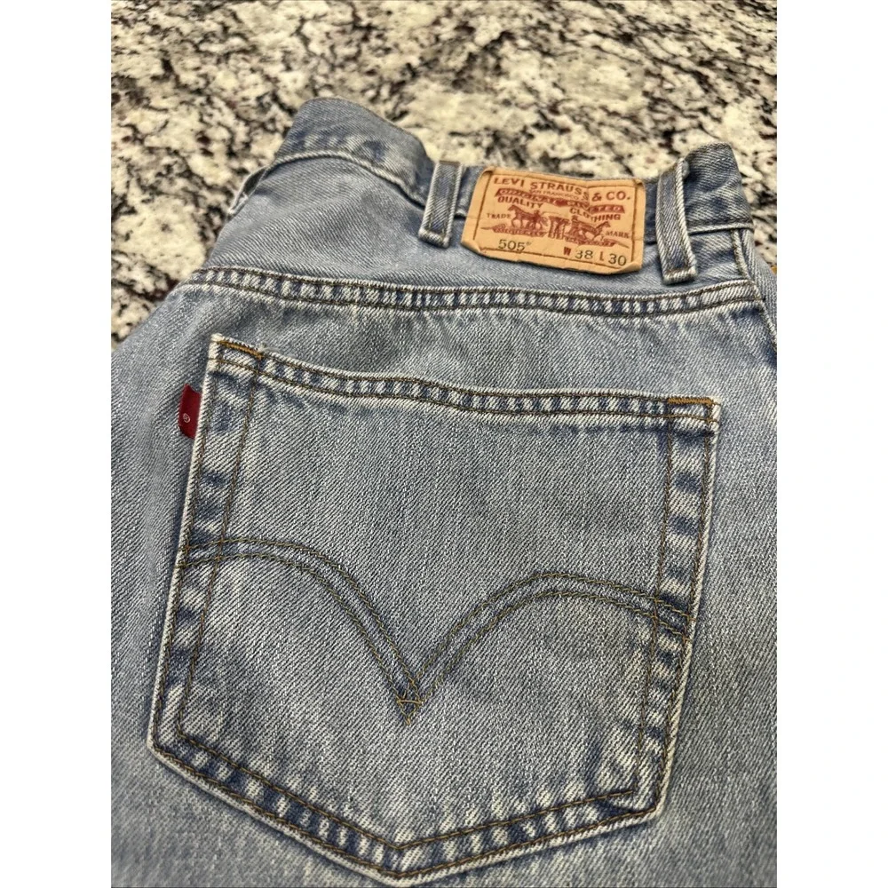 Levis 505 Jeans Mens 38x30 Regular Fit Straight Leg‎ Denim Classic